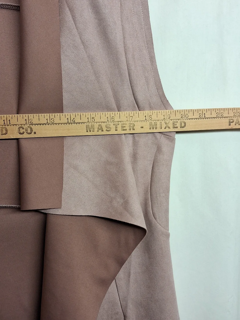BLVD Faux Suede Shawl Dusty Pink Sleeveless Drape Vest Long Line Cardigan S/M